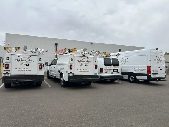 New Phase Electrical service fleet staged for 24/7 emergency critical power dispatch in Arizona