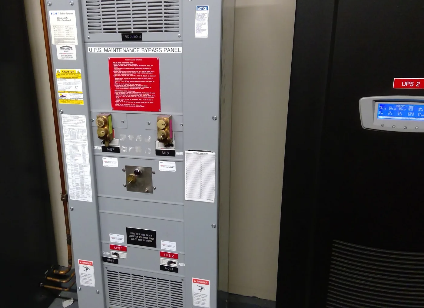Eaton UPS maintenance bypass panel at an Arizona facility, serviced by New Phase Electrical